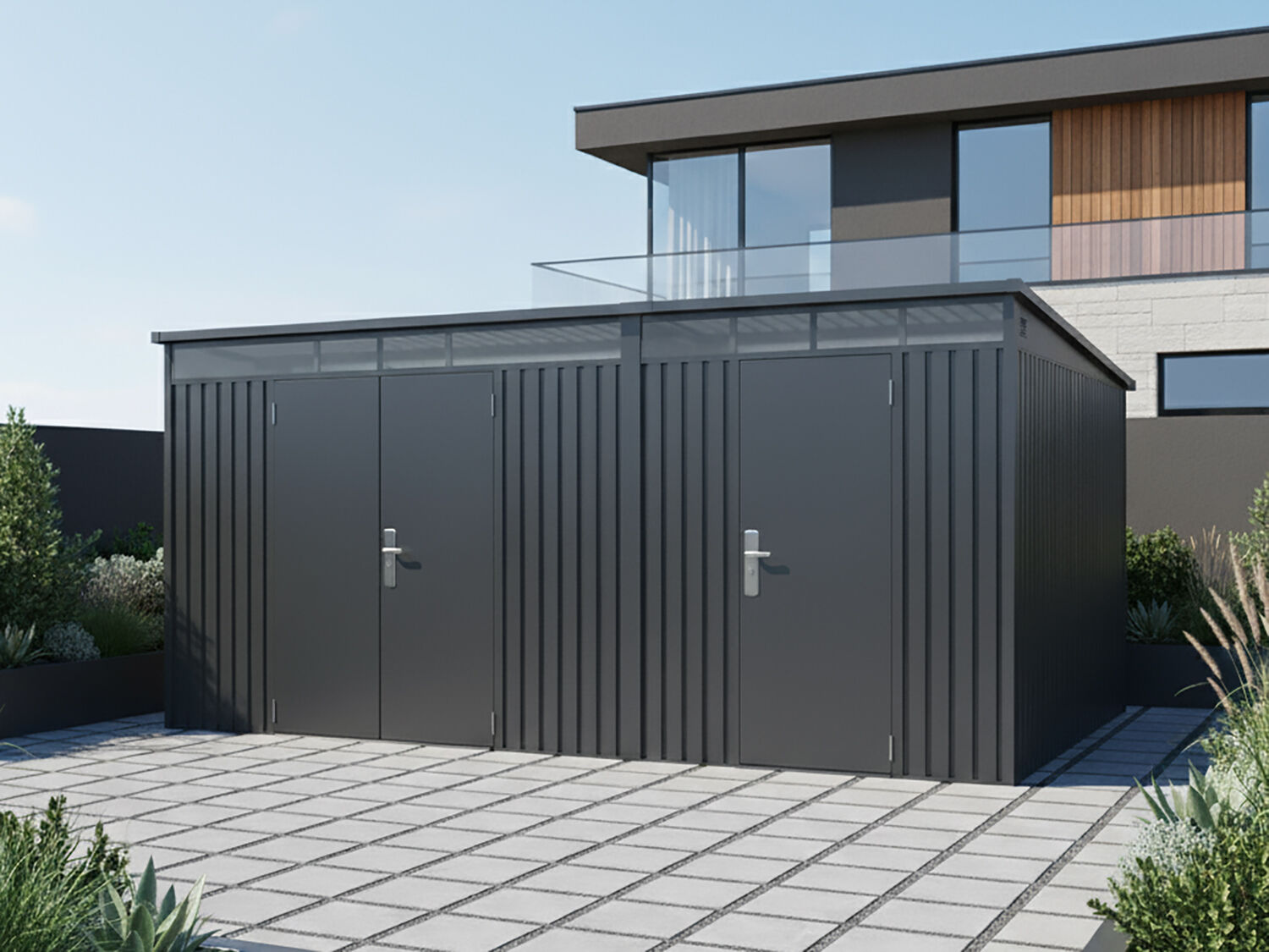 20% Rabatt ✓ 4 × 3 m | 2-Raum Metall Gerätehaus Skylight Duo 12,96 m² | 2 Raum Unkategorisiert online kaufen 20% Rabatt ✓ 4 × 3 m | 2-Raum Metall Gerätehaus Skylight Duo 12,96 m² | 2 Raum Unkategorisiert online kaufen