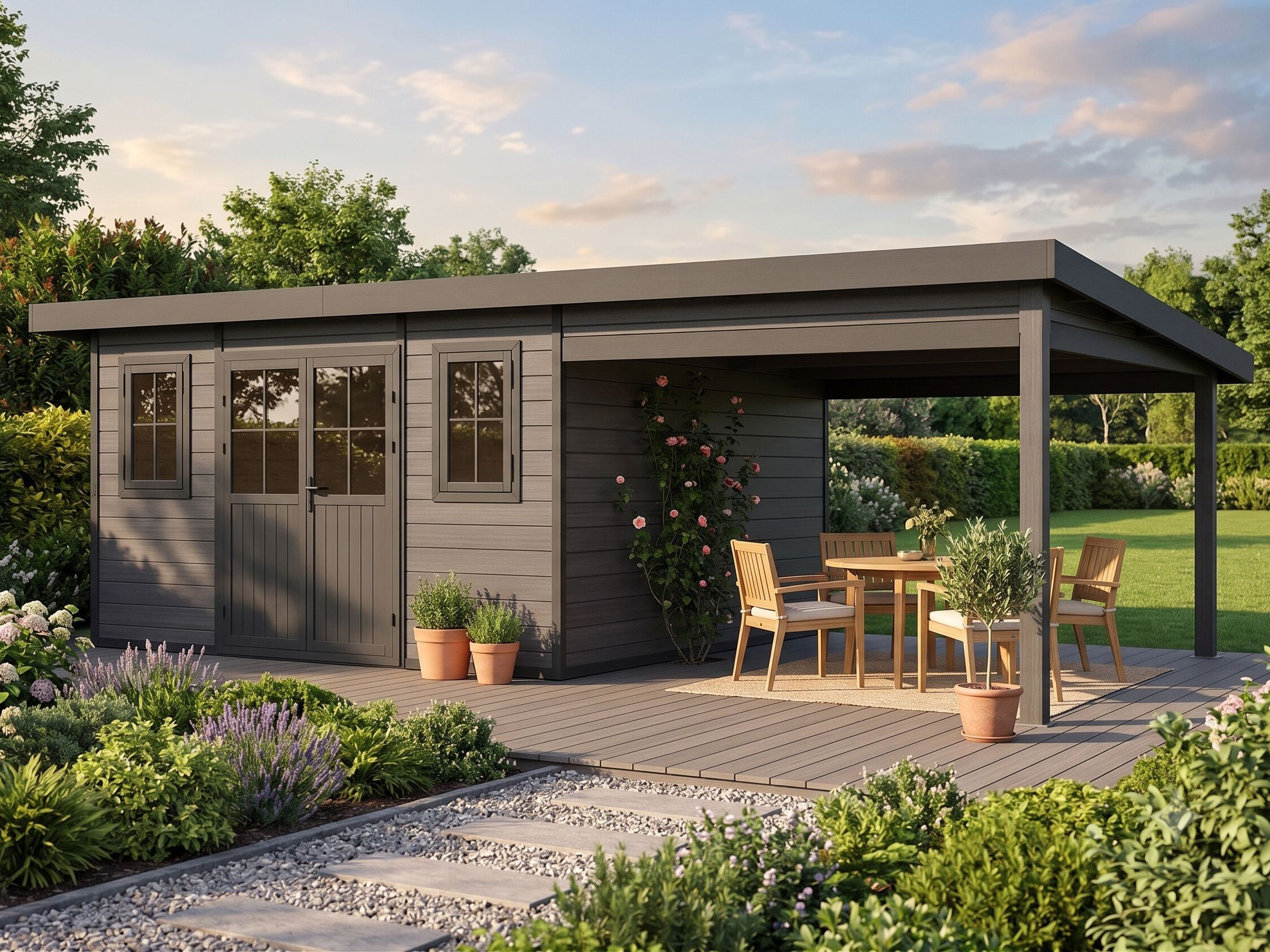 28% Rabatt ✓ 5 × 4 m | WPC Holzgartenhaus Style DeLuxe 20,00 m² | Schleppdach Unkategorisiert online kaufen 28% Rabatt ✓ 5 × 4 m | WPC Holzgartenhaus Style DeLuxe 20,00 m² | Schleppdach Unkategorisiert online kaufen