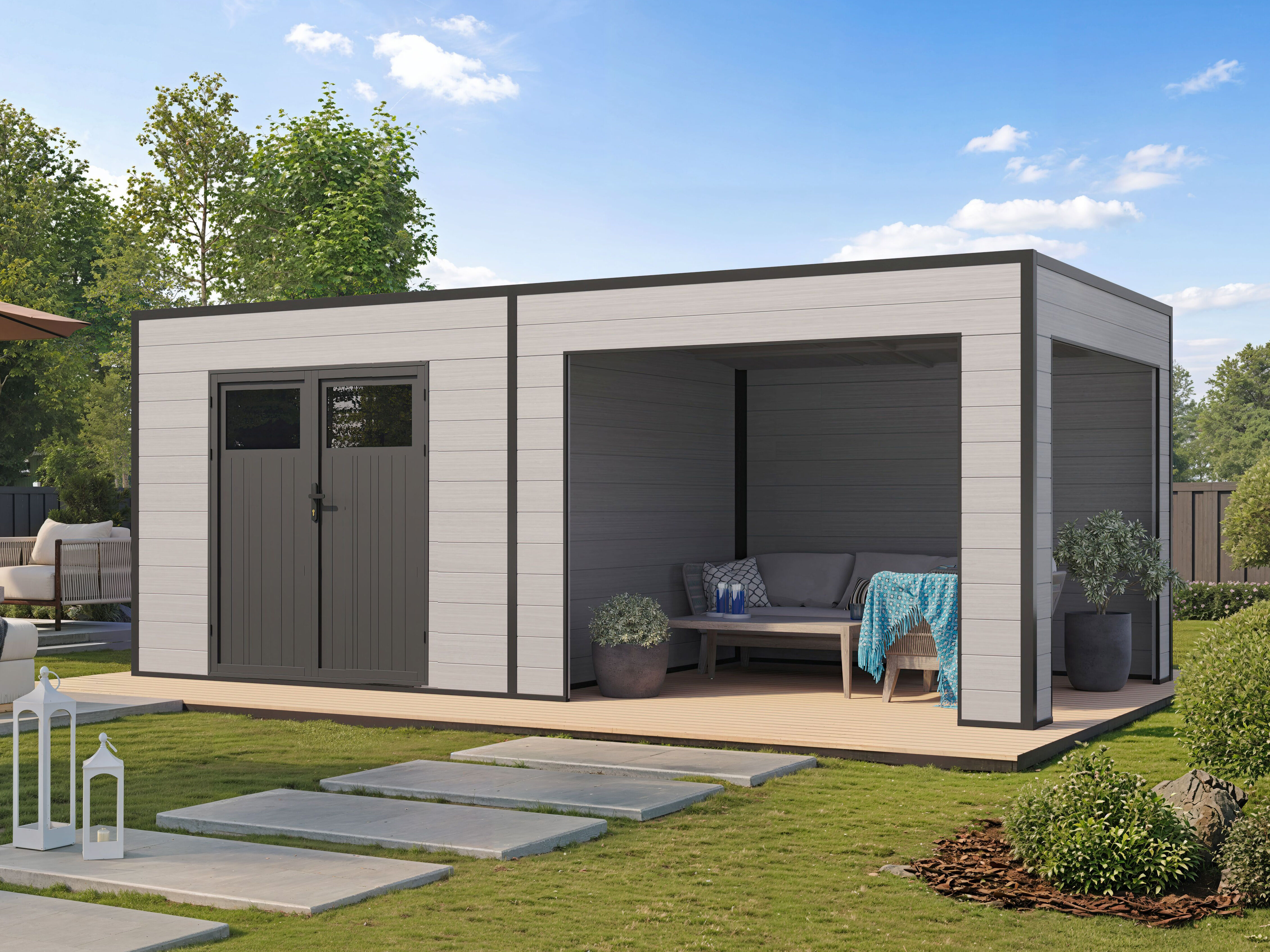 30% Rabatt ✓ 6 × 3 m | WPC Holzgartenhaus Cubus Lounge 16,25 m² | mit Anbau Unkategorisiert online kaufen 30% Rabatt ✓ 6 × 3 m | WPC Holzgartenhaus Cubus Lounge 16,25 m² | mit Anbau Unkategorisiert online kaufen