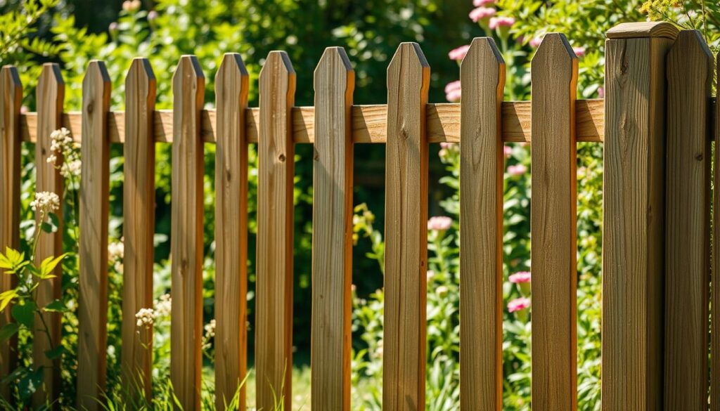 Robuster Holzzaun als Sichtschutz Robuster Holzzaun als Sichtschutz