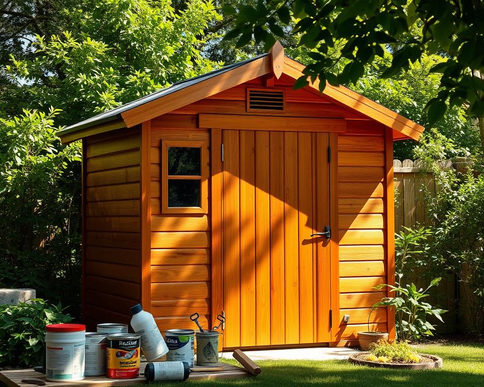 Anstrich Lasur Deckfarbe Gartenhaus