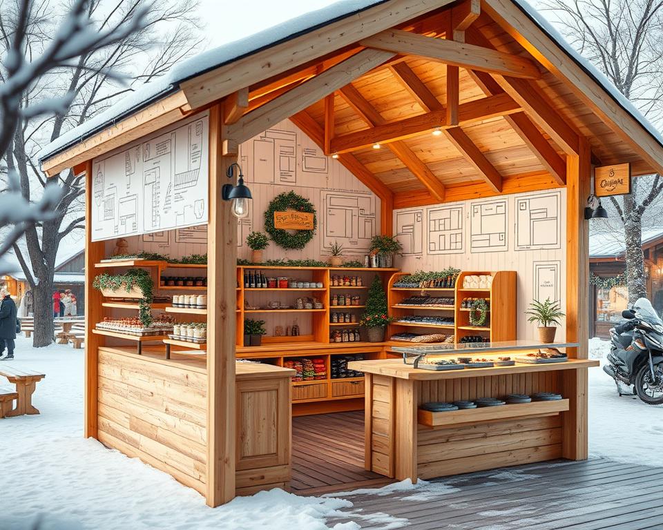 Planung der Größe und Ausstattung eines Marktstandes