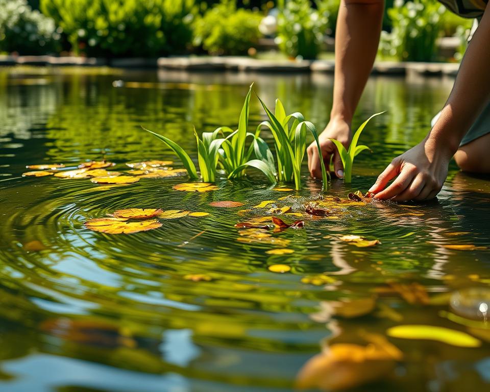 Schritt für Schritt Teichreinigung
