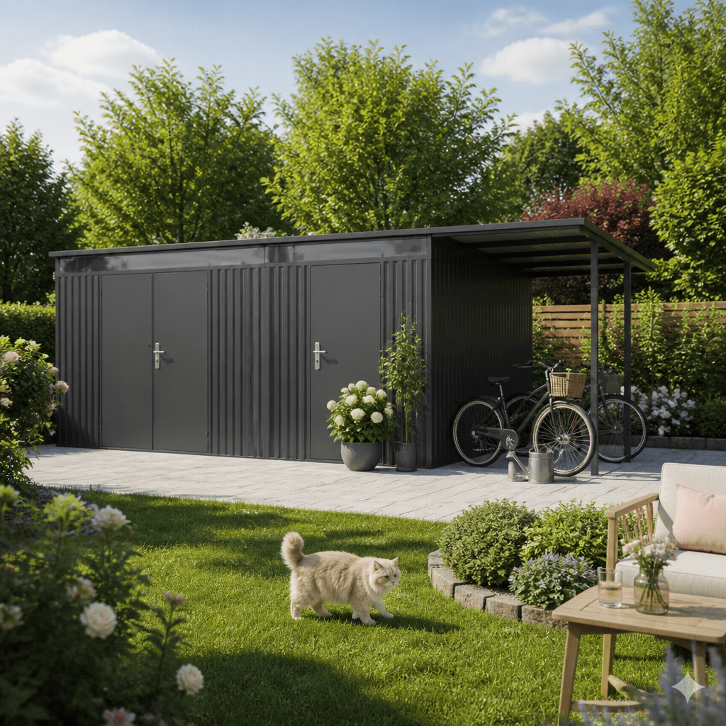 20% Rabatt ✓ 6 × 3 m | 2-Raum Metall Gerätehaus Skylight Duo Plus 18,10 m | 2 Raum | Schleppdach 20% Rabatt ✓ 6 × 3 m | 2-Raum Metall Gerätehaus Skylight Duo Plus 18,10 m | 2 Raum | Schleppdach