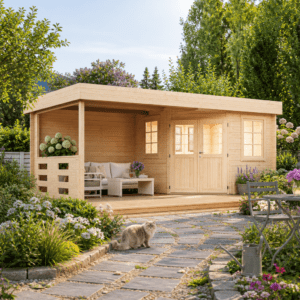26% Rabatt ✓ 5 × 3 m | 5-Eck Holzgartenhaus Hanno 28 | mit Anbau Unkategorisiert online kaufen 26% Rabatt ✓ 5 × 3 m | 5-Eck Holzgartenhaus Hanno 28 | mit Anbau Unkategorisiert online kaufen