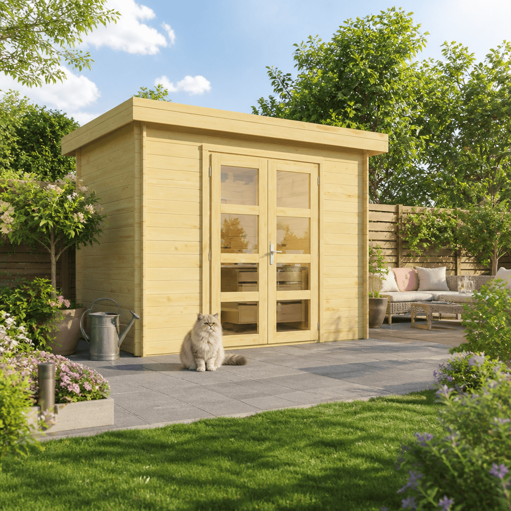 3 × 2 m | All-In Holzgartenhaus mit Flachdach 300 x 200 cm / Chr