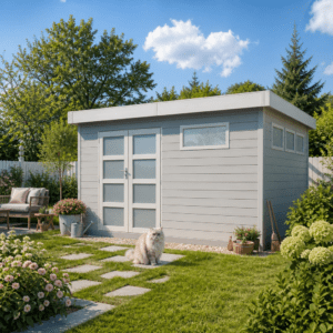 26% Rabatt ✓ 4 × 3 m | Holzgartenhaus Alu-Line Kasuko-L | Pultdach | Flachdach