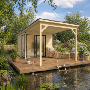 26% Rabatt ✓ 3 × 3 m | Holzgartenhaus Amrum-1 mit Vordach | Glas-Schiebetüren | isoliert | Überdachung Unkategorisiert online kaufen