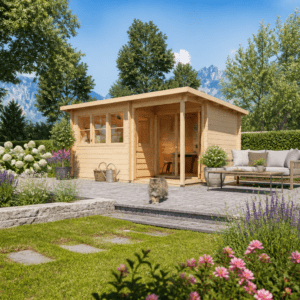 26% Rabatt ✓ 5 × 4 m | Holzgartenhaus Home Office Sam 44 | isoliert | Terrasse | Pultdach Unkategorisiert online kaufen
