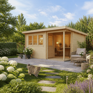 26% Rabatt ✓ 5 × 4 m | Holzgartenhaus Home Office Sam 70 | isoliert | Terrasse | Pultdach Unkategorisiert online kaufen