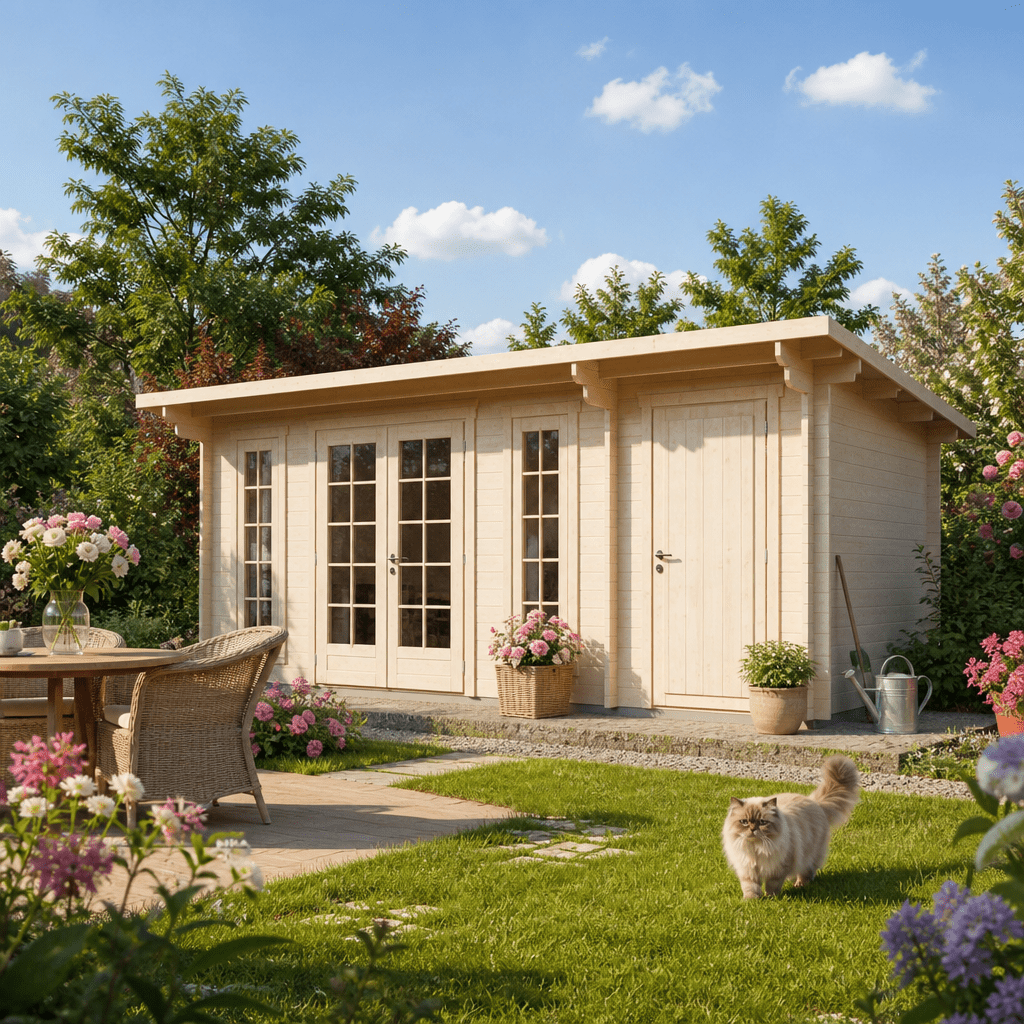 26% Rabatt ✓ 6 × 4 m | Holzgartenhaus Jacob 44 B mit Abstell | isoliert | Pultdach