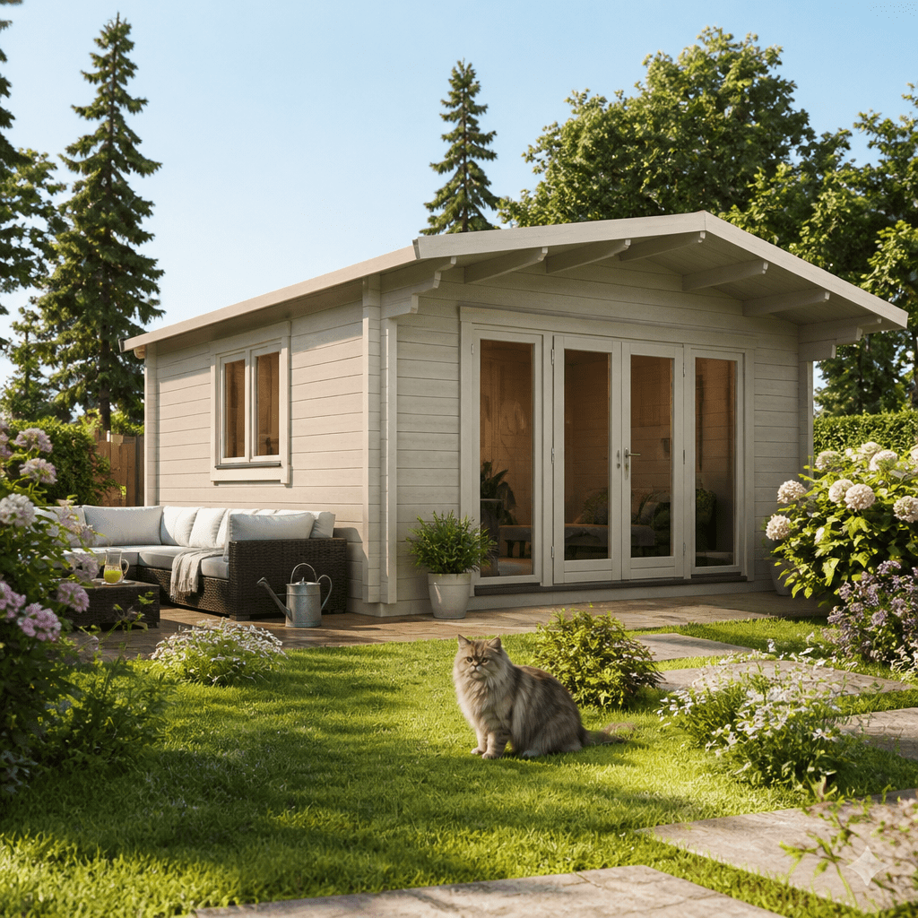 26% Rabatt ✓ 5 × 4 m | Holzgartenhaus Kim 70 G | isoliert | Satteldach