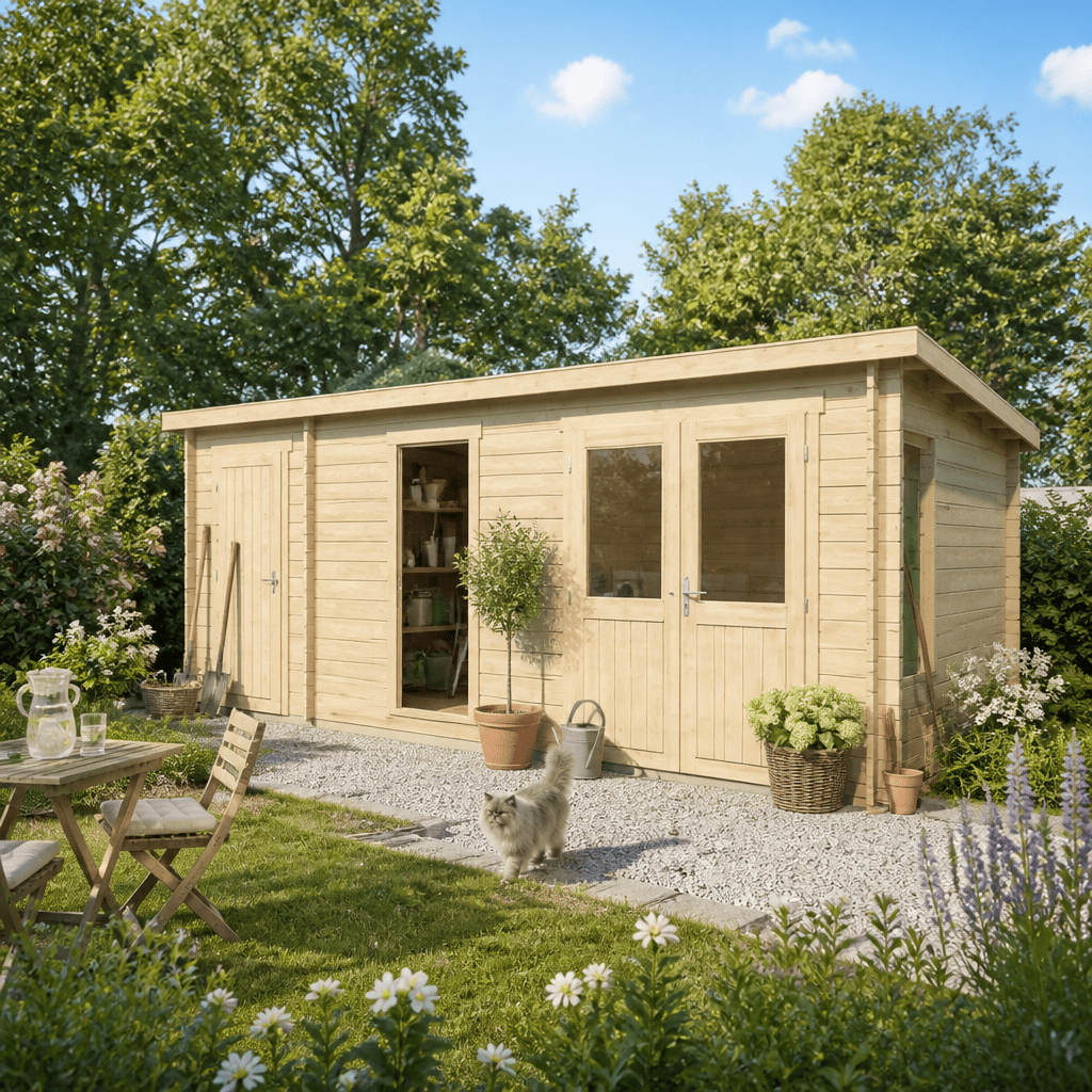 26% Rabatt ✓ 6 × 4 m | Holzgartenhaus Krista 28 B | Pultdach