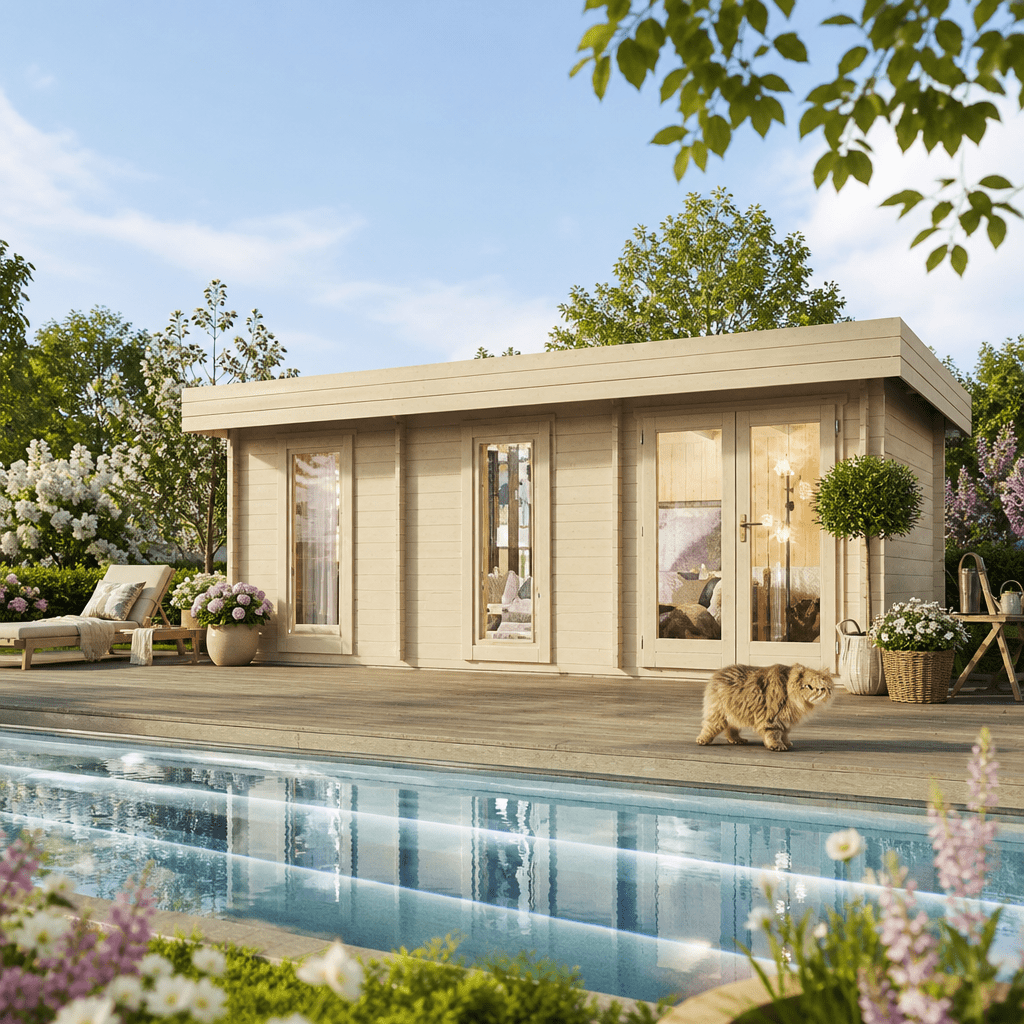 26% Rabatt ✓ 6 × 3 m | Holzgartenhaus Miriam 44 C Modern | isoliert | Flachdach 26% Rabatt ✓ 6 × 3 m | Holzgartenhaus Miriam 44 C Modern | isoliert | Flachdach