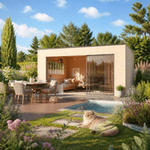 26% Rabatt ✓ 5 × 5 m | Holzgartenhaus Q-BIC Alu 44 E | Glas-Schiebetüren Unkategorisiert online kaufen