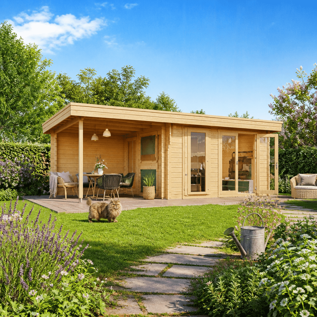 26% Rabatt ✓ 7 × 4 m | Holzgartenhaus Ronya 70 | isoliert | Flachdach