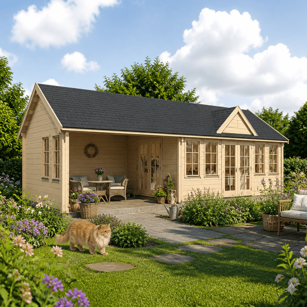 26% Rabatt ✓ 8 × 4 m | Holzgartenhaus Teehaus Kensington 70 | isoliert