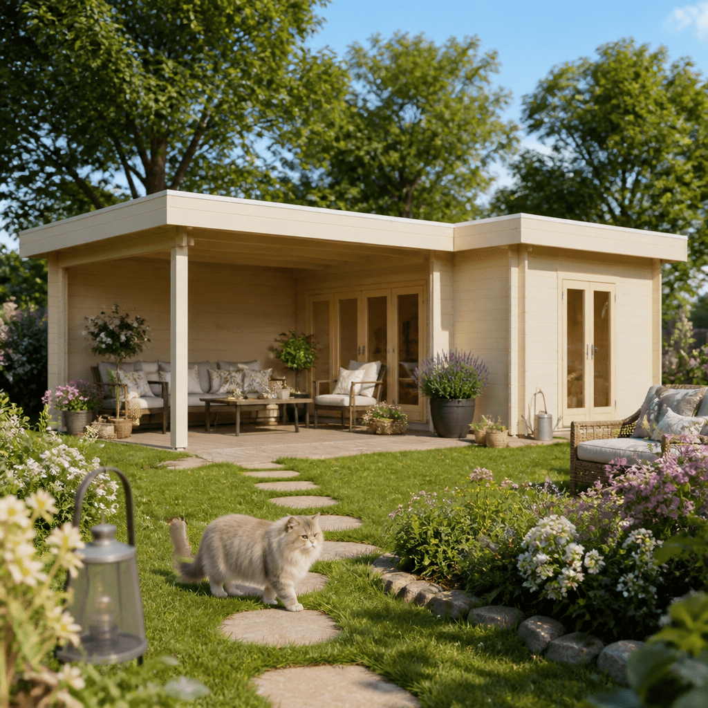 26% Rabatt ✓ 8 × 6 m | Holzgartenhaus Sandra 44 E | isoliert | Falttüren