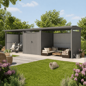33% Rabatt ✓ 7 × 6 m | Metall Gerätehaus Style 4,45 m² Spar-Set 4