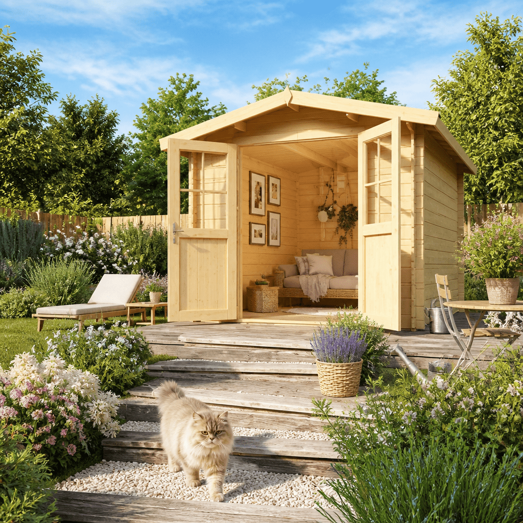 26% Rabatt ✓ 3 × 3 m | Satteldach Holzgartenhaus Eliza 3D