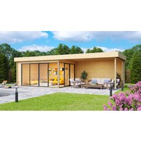 26% reduziert - Fjordholz Holzgartenhaus Alu Concept 44 A mit Anbau 24m²