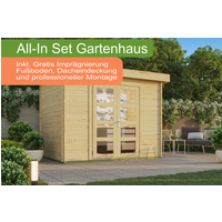 26% reduziert - All-In Holzgartenhaus mit Flachdach 300 x 200 cm inklu
