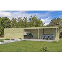 26% reduziert - Holzgartenhaus Modell QB-Line 15,30 m² + 600 cm Anbau