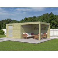 26% reduziert - Holzgartenhaus Modell QBS-Line 9,00 m² + 300 cm Anbau