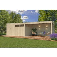 26% reduziert - Holzgartenhaus Modell QBV-Line 11,89 m² + 400 cm Anbau