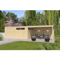 26% reduziert - Holzgartenhaus Modell QBV-Line 14,90 m² + 400 cm Anbau