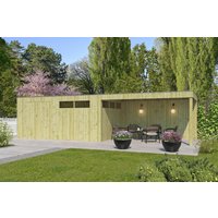 26% reduziert - Holzgartenhaus Modell QBV-Line 14,90 m² + 400 cm Anbau