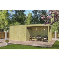 26% reduziert - Holzgartenhaus Modell QBV3-Line 5,90 m² + 300 cm Anbau