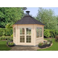 26% reduziert - Fjordholz 6-Eck Grillpavillon Modell Hannes 9,0 m²
