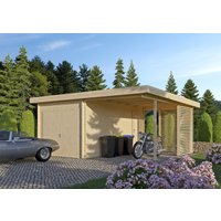 26% reduziert - Fjordholz Holzgarage mit Carport Modell Gettorf 44 30m²